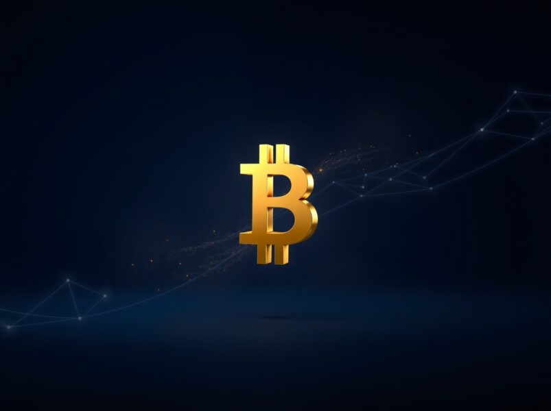 Conceptual visualization of a major Bitcoin transaction from a crypto exchange to a private wallet.