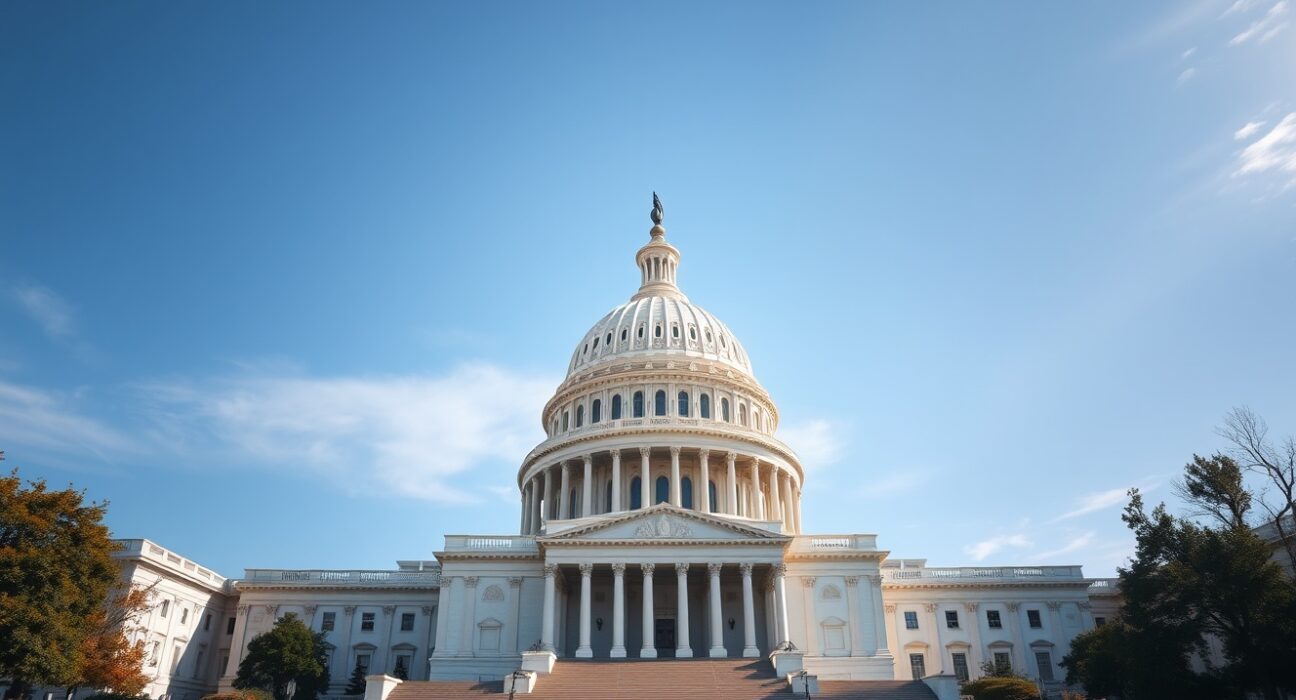 United States Capitol building on a sunny day, symbolizing legislative progress on crypto regulation.