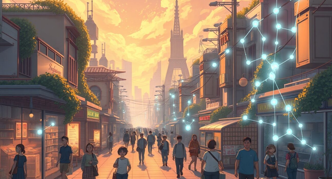 Coinbase CEO Brian Armstrong's vision of invisible daily cryptocurrency adoption integrated into modern life.