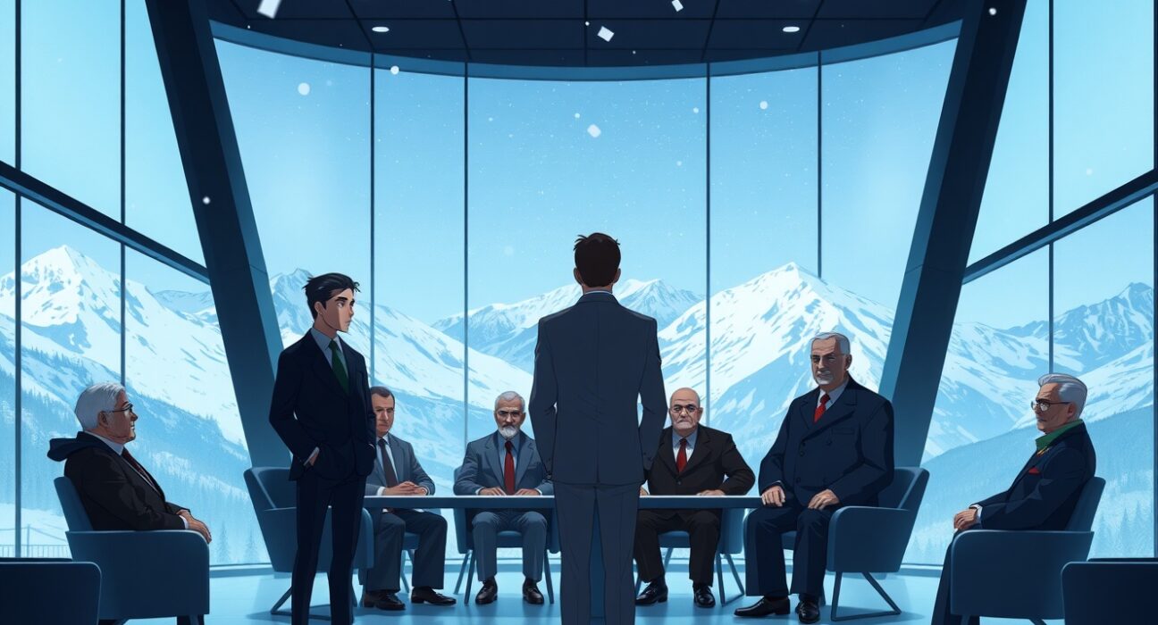 Coinbase CEO Brian Armstrong faces traditional bankers at the Davos Forum over crypto regulation.