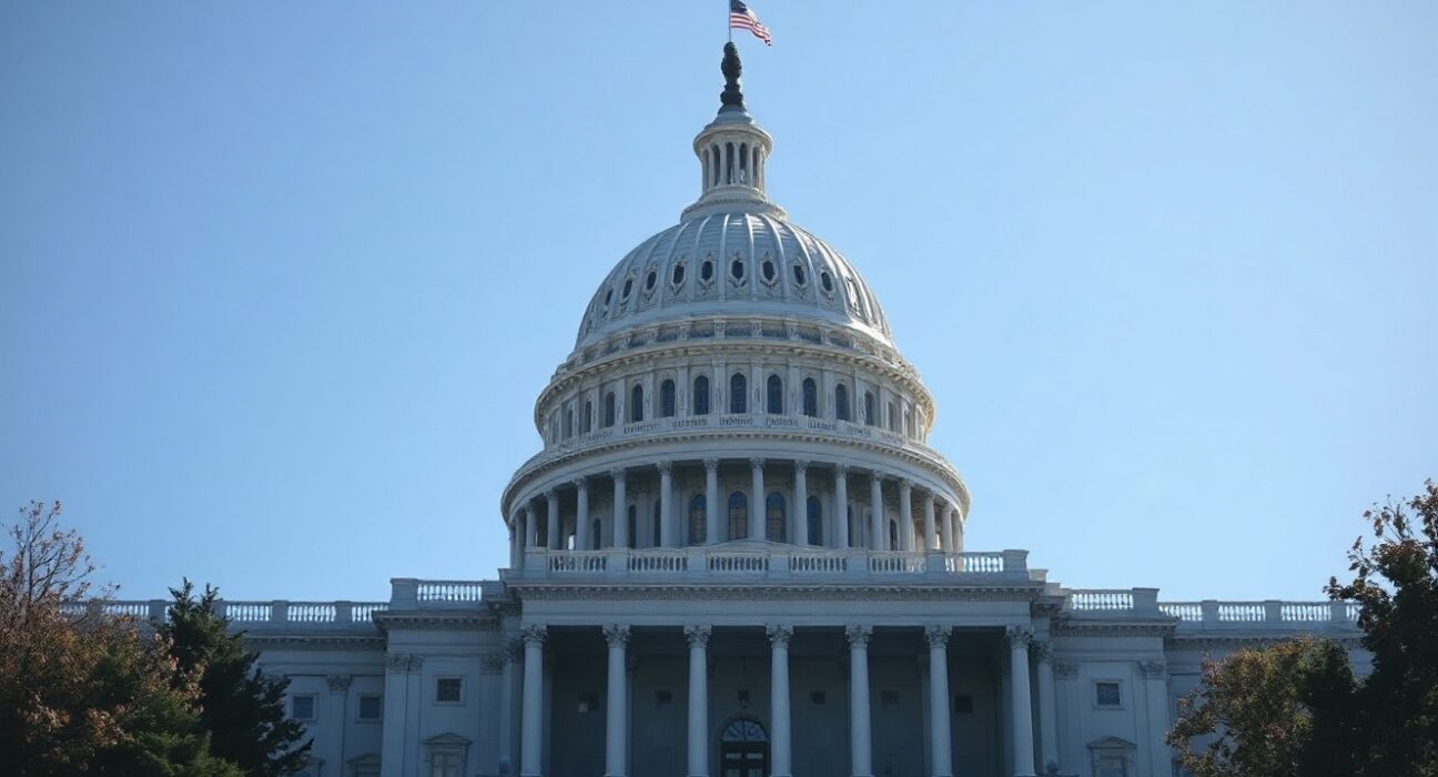 U.S. Capitol building under a clear sky, symbolizing legislative action on cryptocurrency regulation.