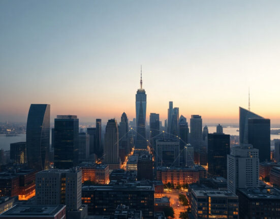 City skyline at dusk representing global financial markets and crypto regulation
