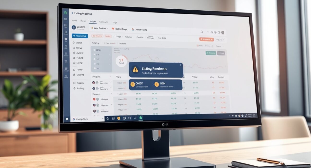 Coinbase exchange interface showing the CHECK and SIGN tokens on its official listing roadmap.