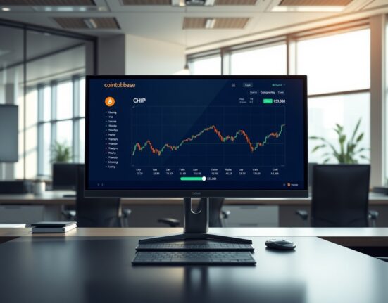 Coinbase exchange interface showing CHIP cryptocurrency trading pair announcement