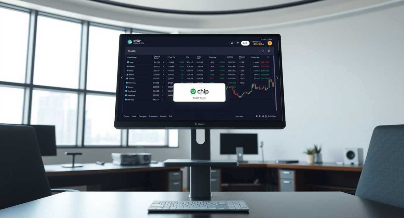 Coinbase exchange interface showing CHIP token addition to digital asset listing roadmap for blockchain infrastructure expansion
