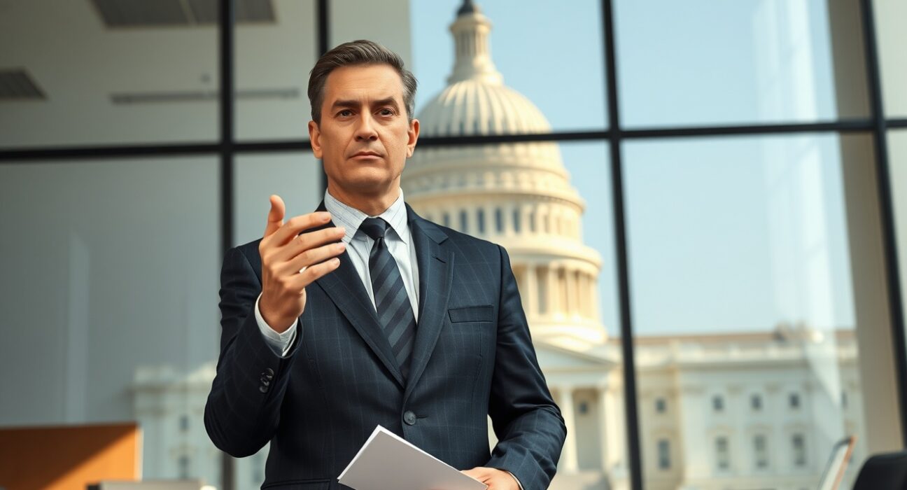 Coinbase Chief Legal Officer Paul Grewal discussing cryptocurrency regulation and the CLARITY Act in Washington D.C.