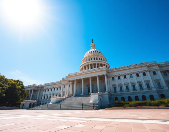 U.S. Capitol building on a sunny day, symbolizing pending crypto legislation.