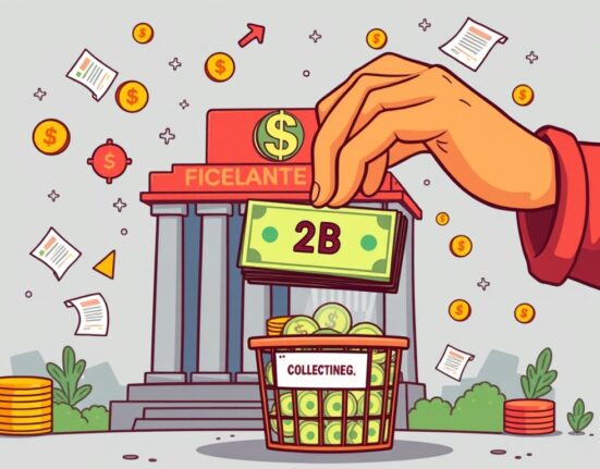 A cartoon illustration showing Coinbase's significant Coinbase convertible notes offering, symbolizing a major fundraising effort for the crypto exchange.