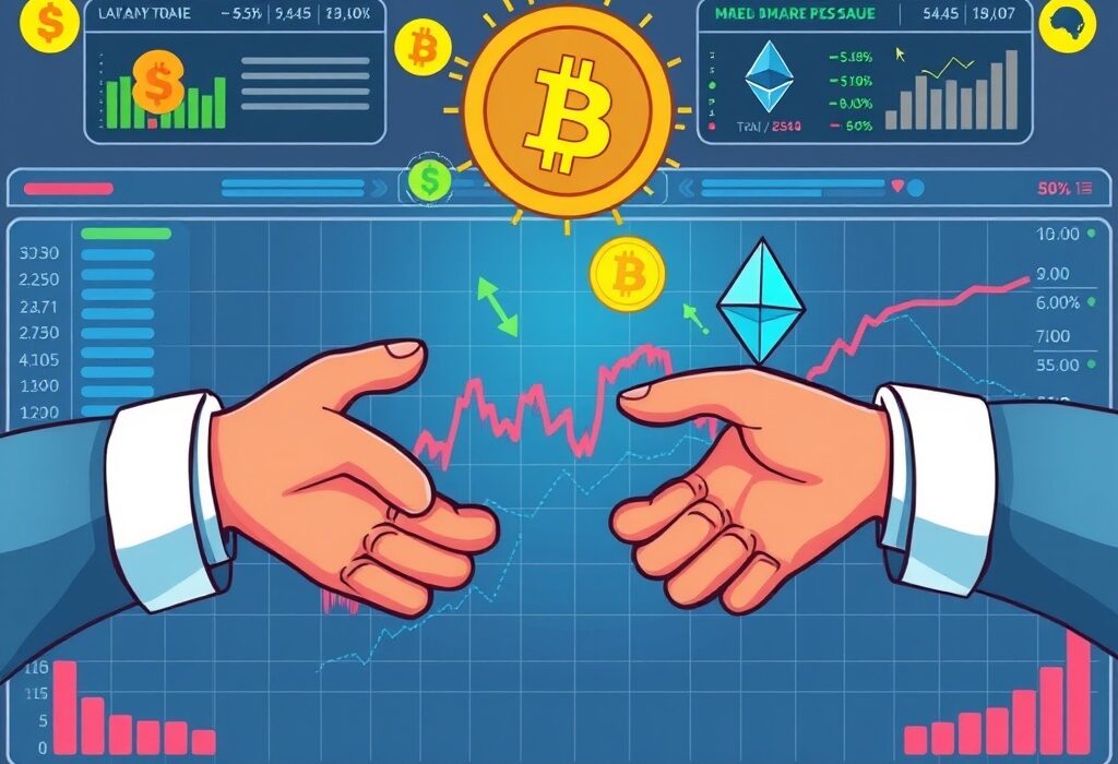 An illustration of the innovative crypto tech stock futures product, symbolizing the convergence of traditional tech investments and digital assets.