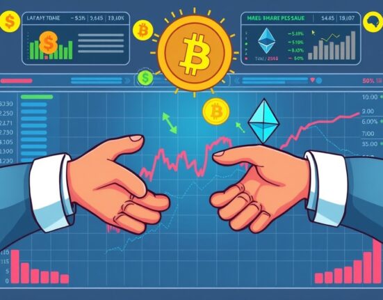 An illustration of the innovative crypto tech stock futures product, symbolizing the convergence of traditional tech investments and digital assets.
