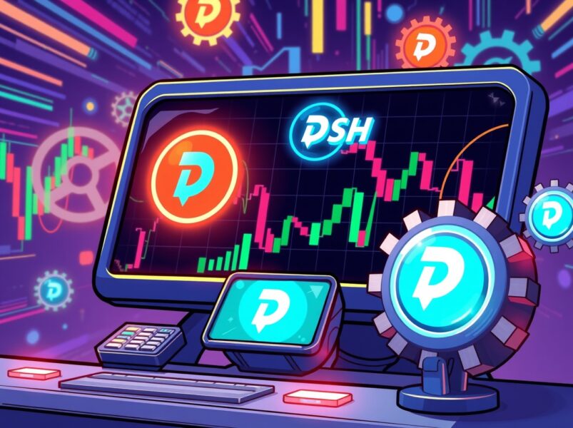Animated illustration of DASH perpetual futures trading on Coinbase International exchange platform