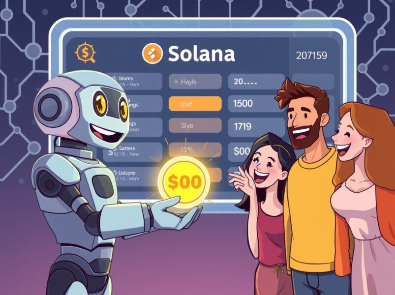 A vibrant cartoon illustrating the revolutionary Coinbase DEX trading feature granting access to Solana tokens.