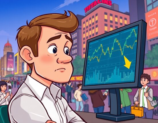 An analyst contemplates a Coinbase downgrade, symbolizing the crypto market's need for greater real-world adoption.