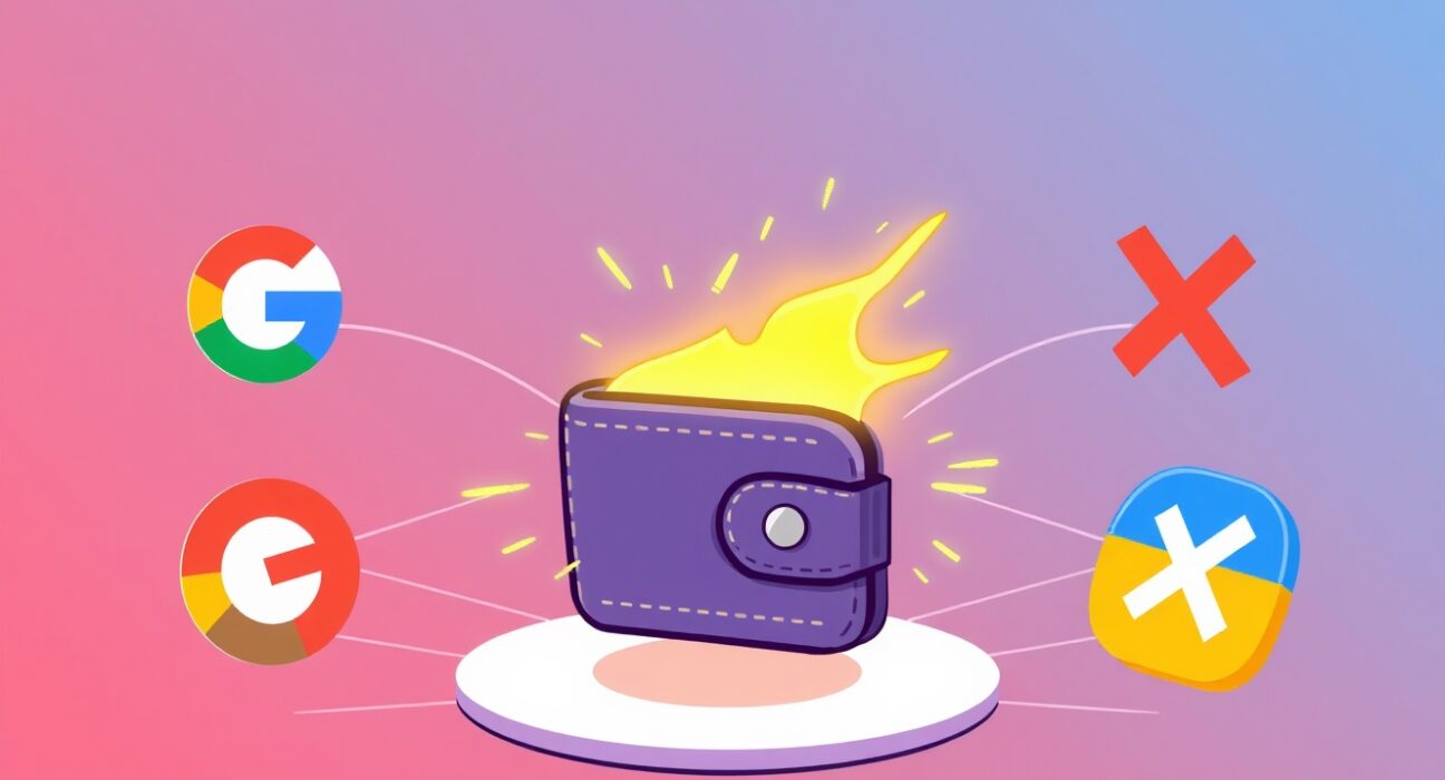 Cartoon illustration showing seamless integration of Google, Apple, and X logos with the Coinbase Embedded Wallet for easy crypto access.