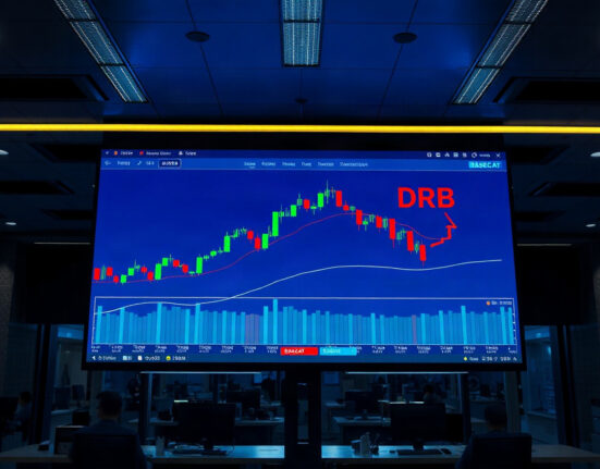 Cryptocurrency trading chart on a screen showing BASECAT and DRB tickers