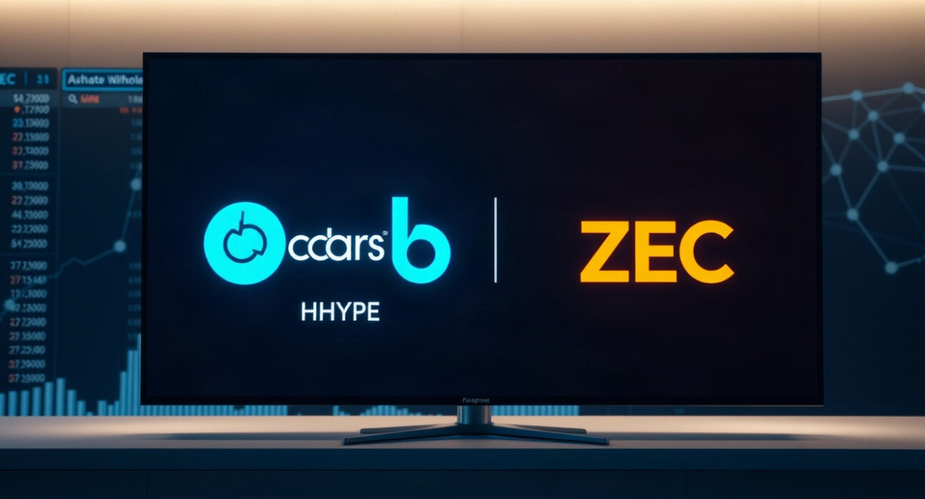 Digital representation of cbHYPE and cbZEC tokens on a screen in a modern trading environment