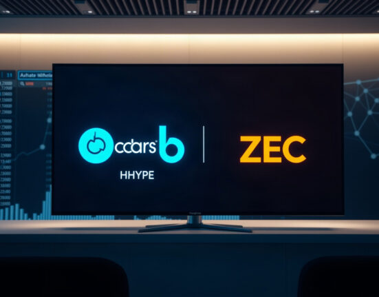 Digital representation of cbHYPE and cbZEC tokens on a screen in a modern trading environment