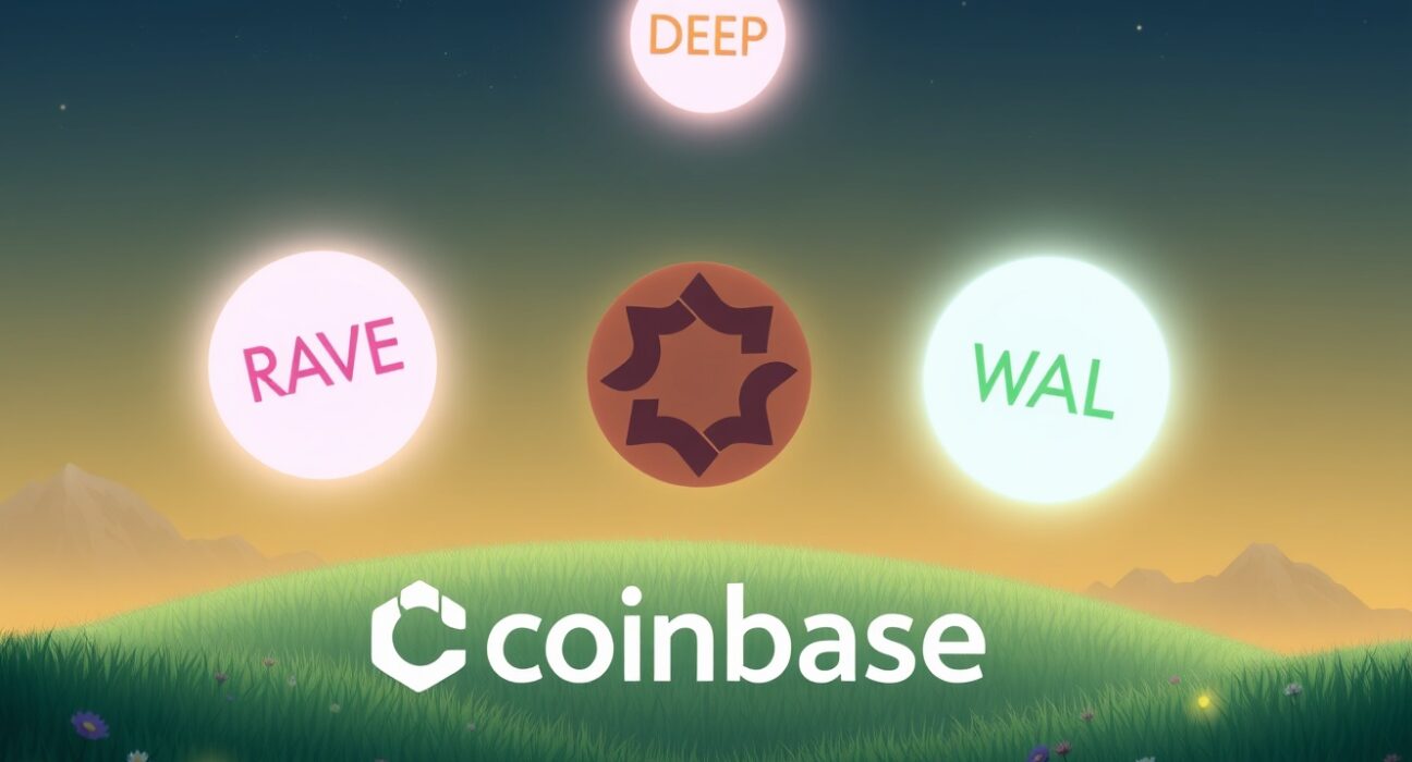 Strategic Coinbase listing of RAVE, DEEP, and WAL tokens for spot trading expansion.