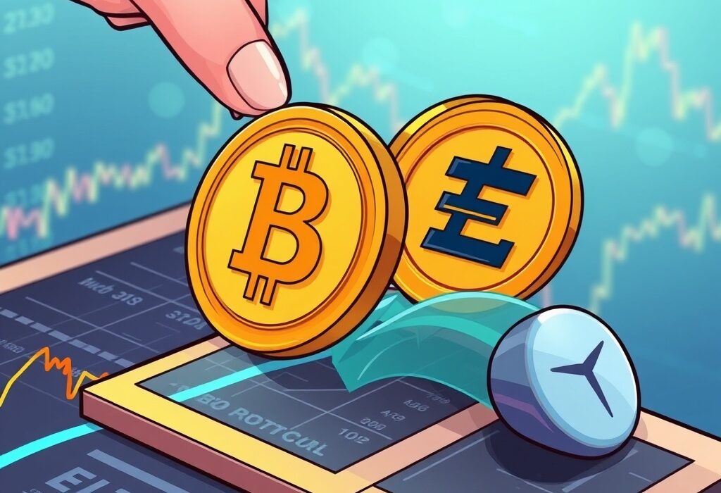 A cartoon illustration symbolizing new cryptocurrency additions to the Coinbase listing roadmap, highlighting growth opportunities for investors.