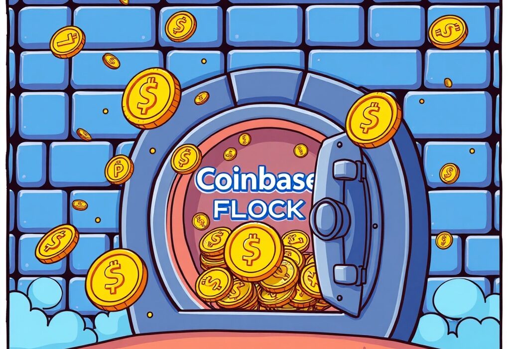 Illustration of SPX and FLOCK tokens entering Coinbase, symbolizing new Coinbase listings and trading opportunities.