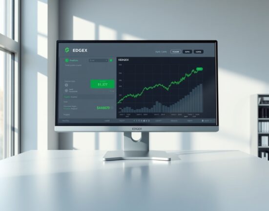 Professional cryptocurrency trading interface displaying EDGEX token listing on Coinbase exchange dashboard