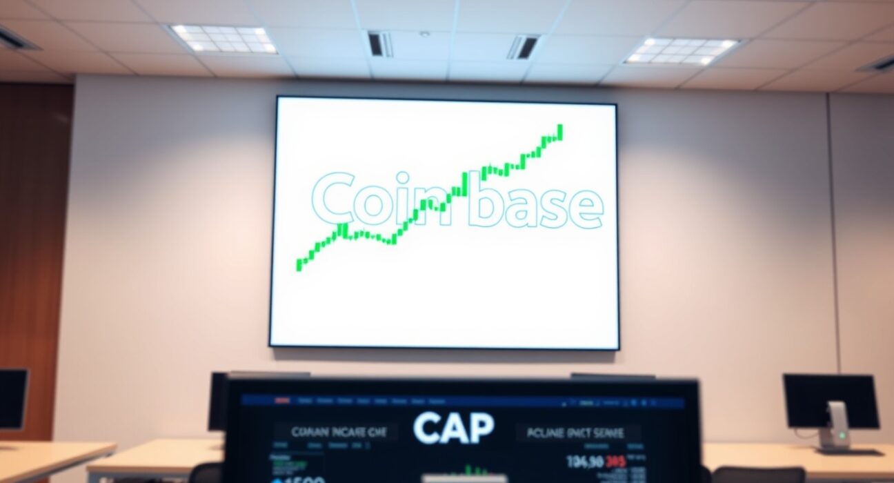 Coinbase exchange trading terminal displaying CAP token and upward chart trend