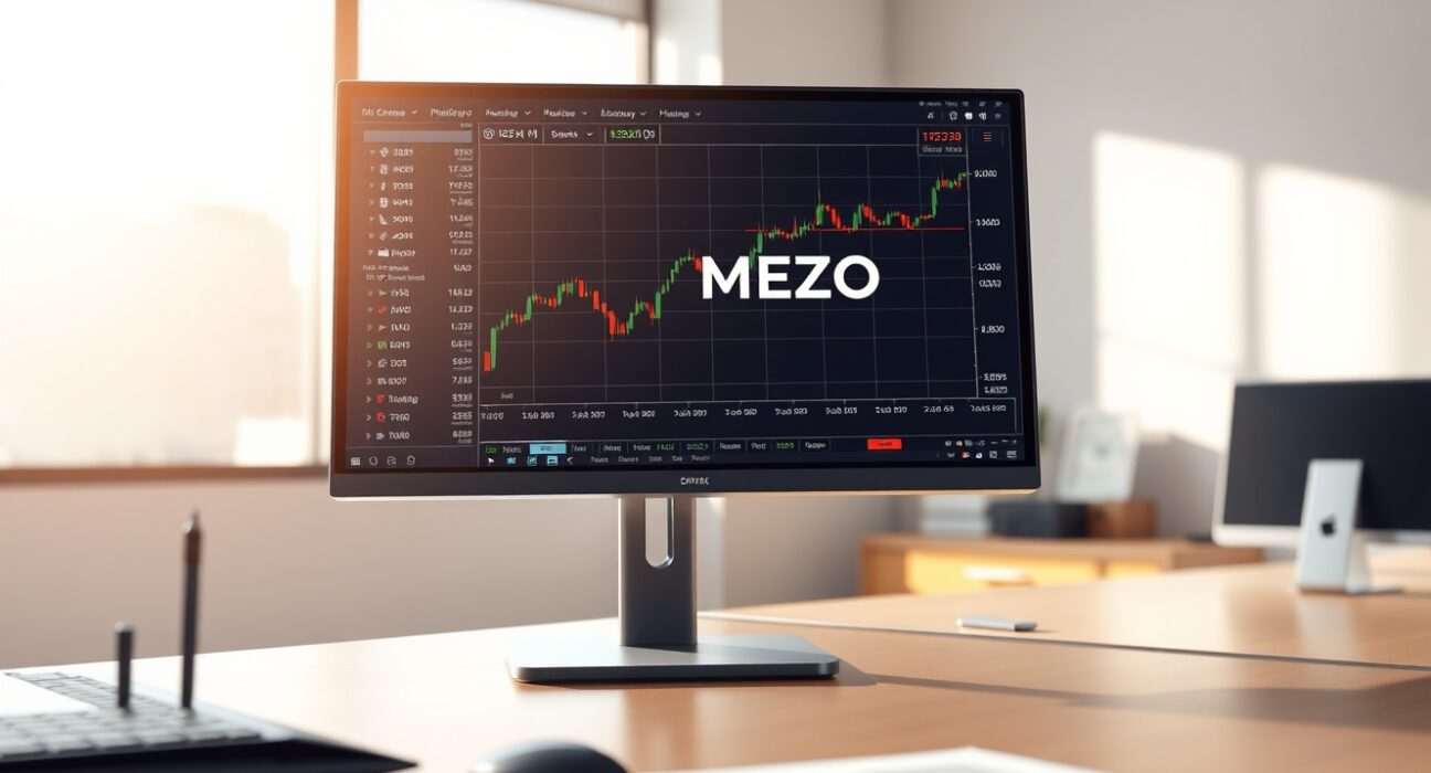 Professional trading interface displaying the MEZO cryptocurrency listing announcement on Coinbase exchange.