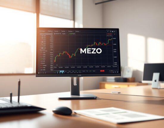 Professional trading interface displaying the MEZO cryptocurrency listing announcement on Coinbase exchange.