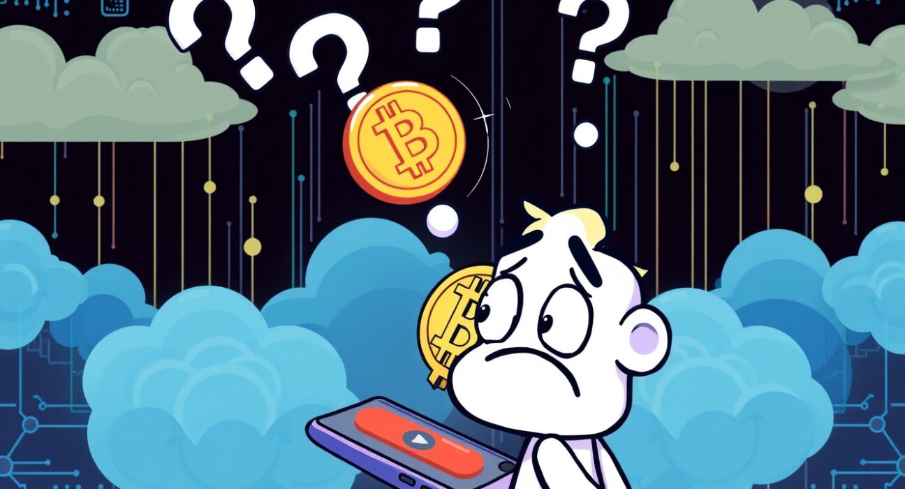 Confused investor watching Coinbase OpenSea SEA token announcement disappear from smartphone screen