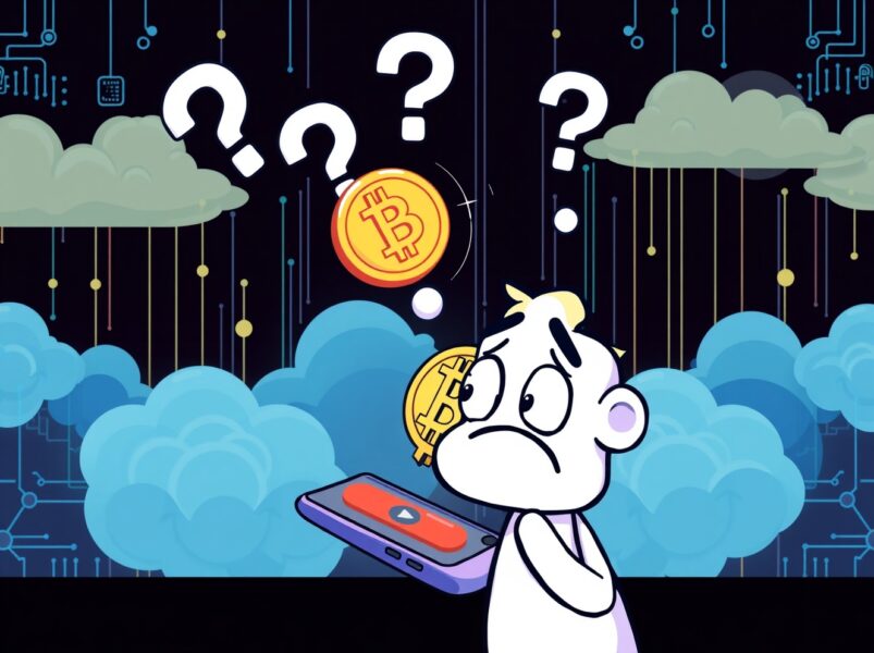 Confused investor watching Coinbase OpenSea SEA token announcement disappear from smartphone screen