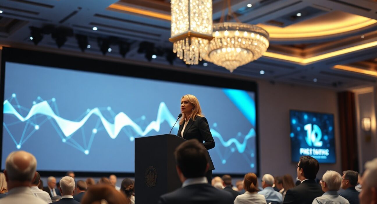 Coinbase VP Kara Calvert speaking at Consensus 2026 conference in Miami about crypto regulation