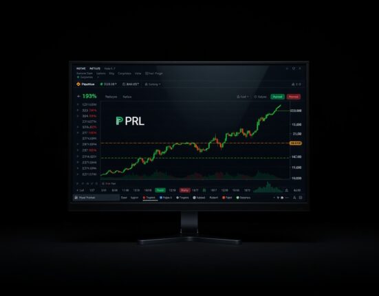 Coinbase exchange interface showing PRL cryptocurrency trading data and price charts
