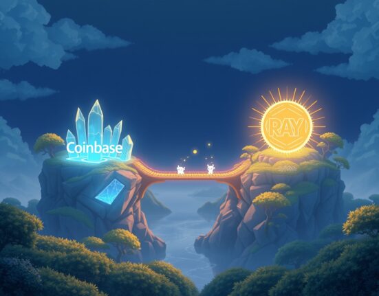 Coinbase exchange listing the RAY token from the Solana blockchain's Raydium protocol for trading.