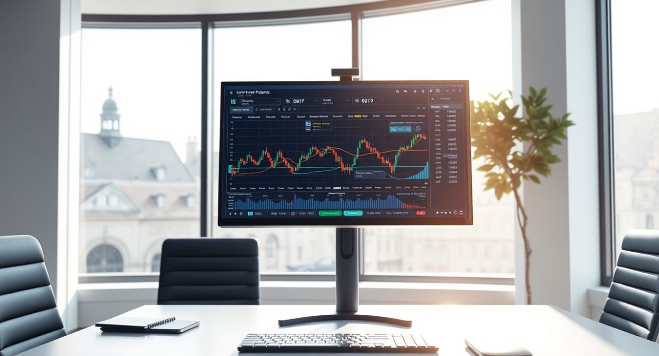 Professional trading desk at a European institution displaying Coinbase's new regulated