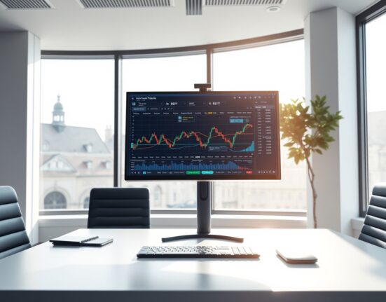 Professional trading desk at a European institution displaying Coinbase's new regulated