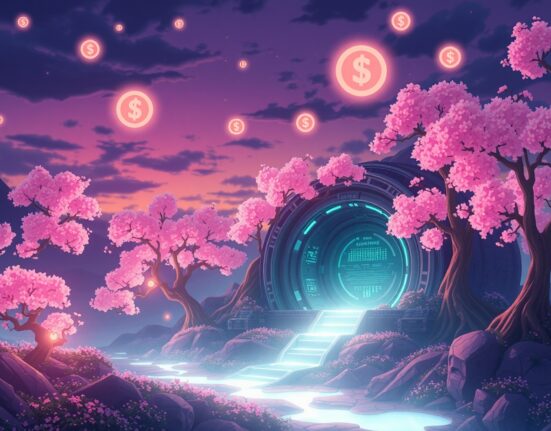 Conceptual Ghibli-style art representing the Coinbase RNBW listing and digital asset integration.