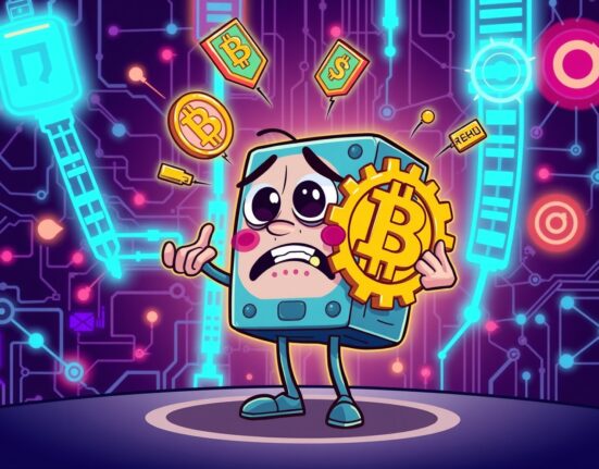 Coinbase system error disrupting decentralized exchange and lending services in a vibrant cartoon scene