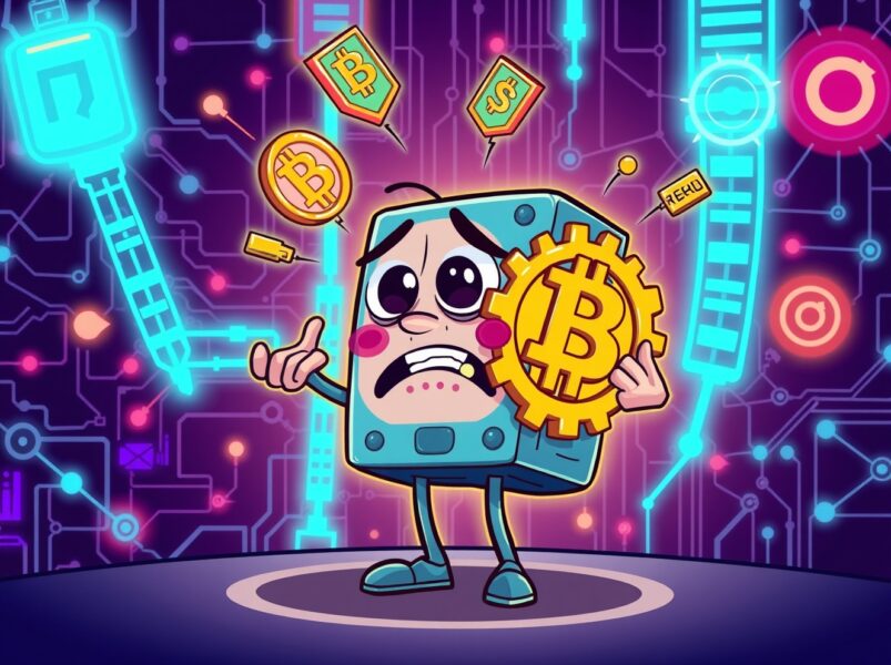 Coinbase system error disrupting decentralized exchange and lending services in a vibrant cartoon scene