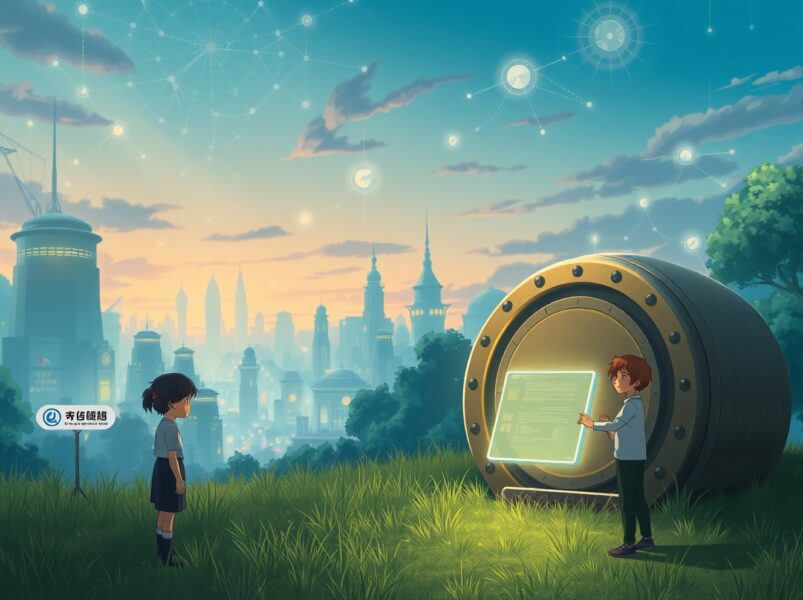 Conceptual Ghibli-style art representing secure digital assets during a Coinbase website technical disruption.
