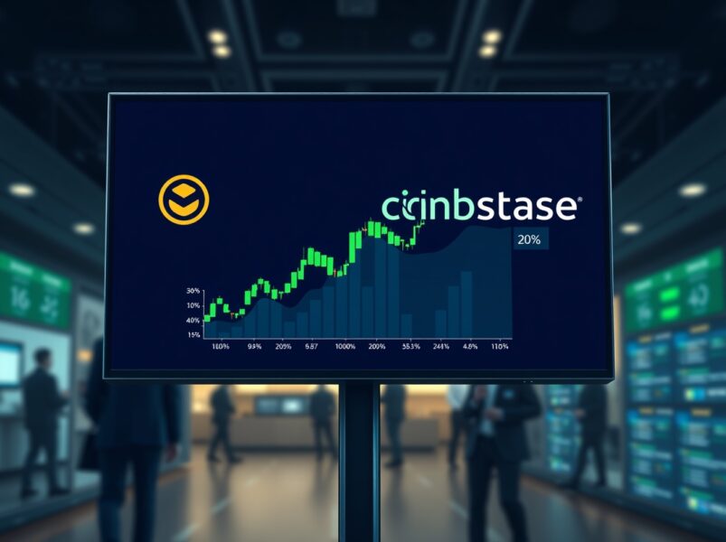 Coinbase WRON listing on a trading platform monitor with positive chart data, representing the new altcoin addition.