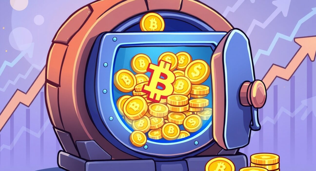 A vibrant cartoon illustrating Coinbax seed funding powering secure stablecoin transactions on a digital blockchain network.