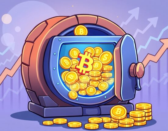 A vibrant cartoon illustrating Coinbax seed funding powering secure stablecoin transactions on a digital blockchain network.