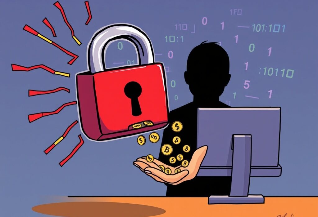 An illustration of a digital security breach, symbolizing the CoinDCX hack and the importance of robust crypto exchange security.