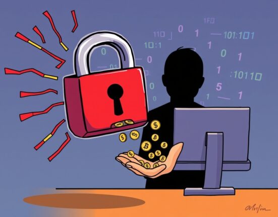 An illustration of a digital security breach, symbolizing the CoinDCX hack and the importance of robust crypto exchange security.