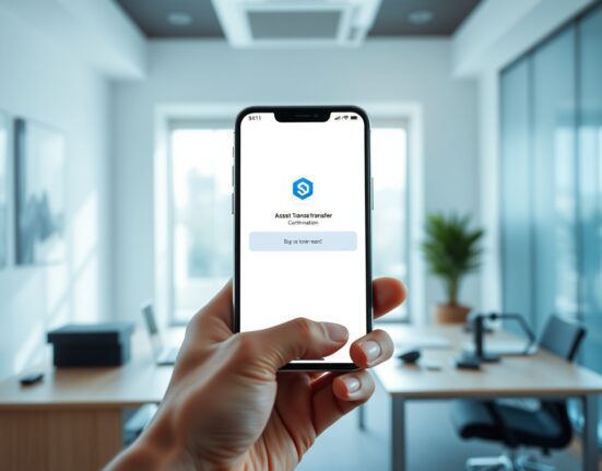 Smartphone displaying a digital wallet interface with Sui blockchain asset confirmation