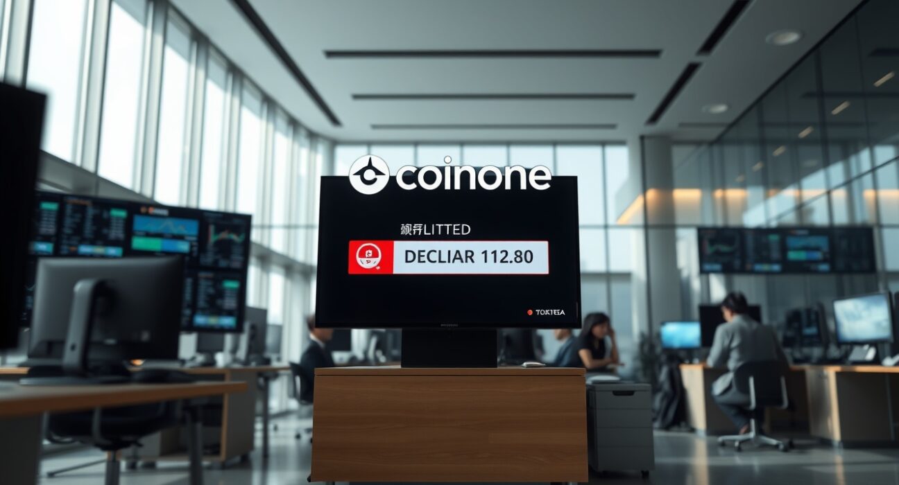 Coinone exchange screen showing CLEAR delisting notice
