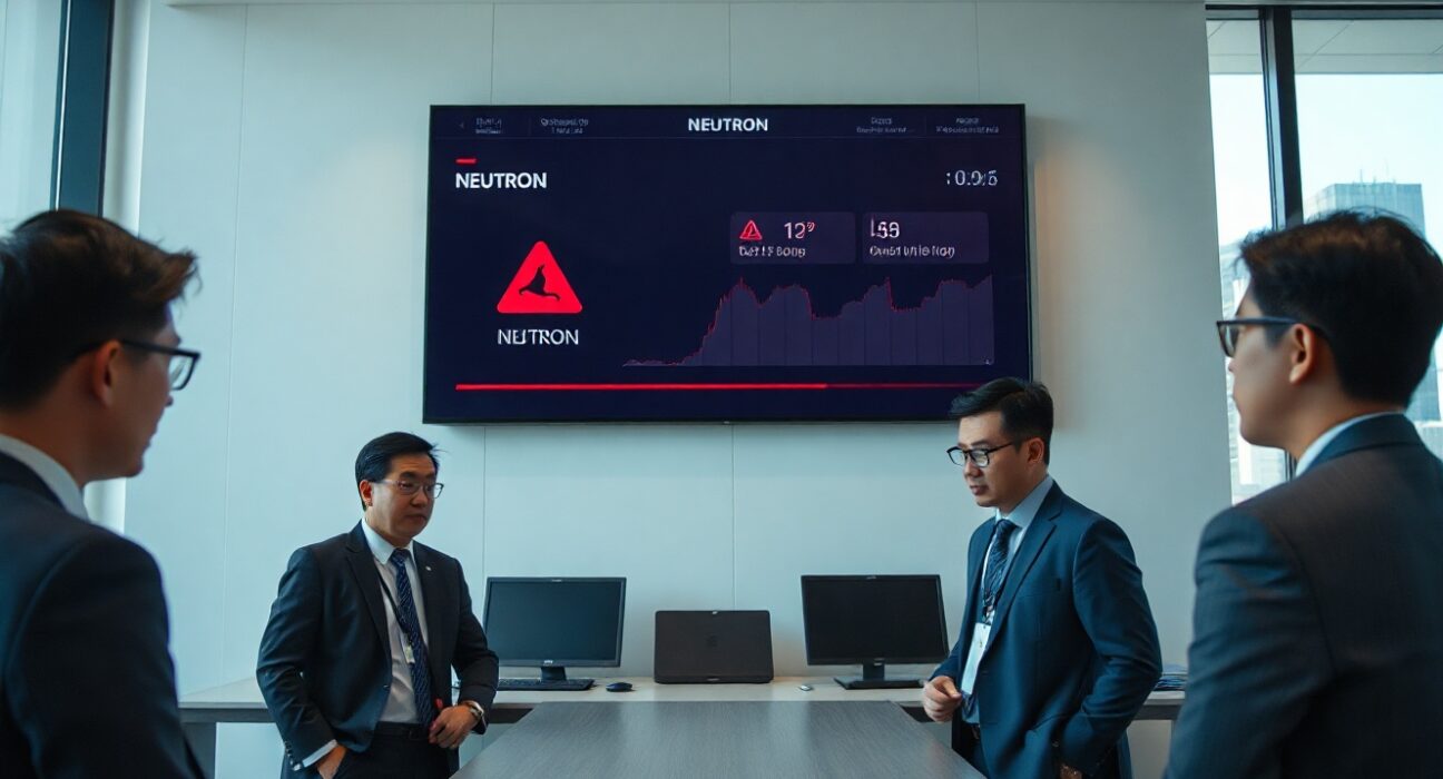 Coinone exchange display showing Neutron (NTRN) delisting warning