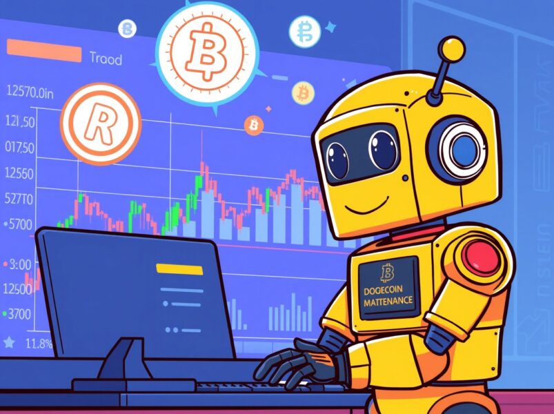 Coinone DOGE XRP trading halt maintenance cartoon illustration showing platform stability checks