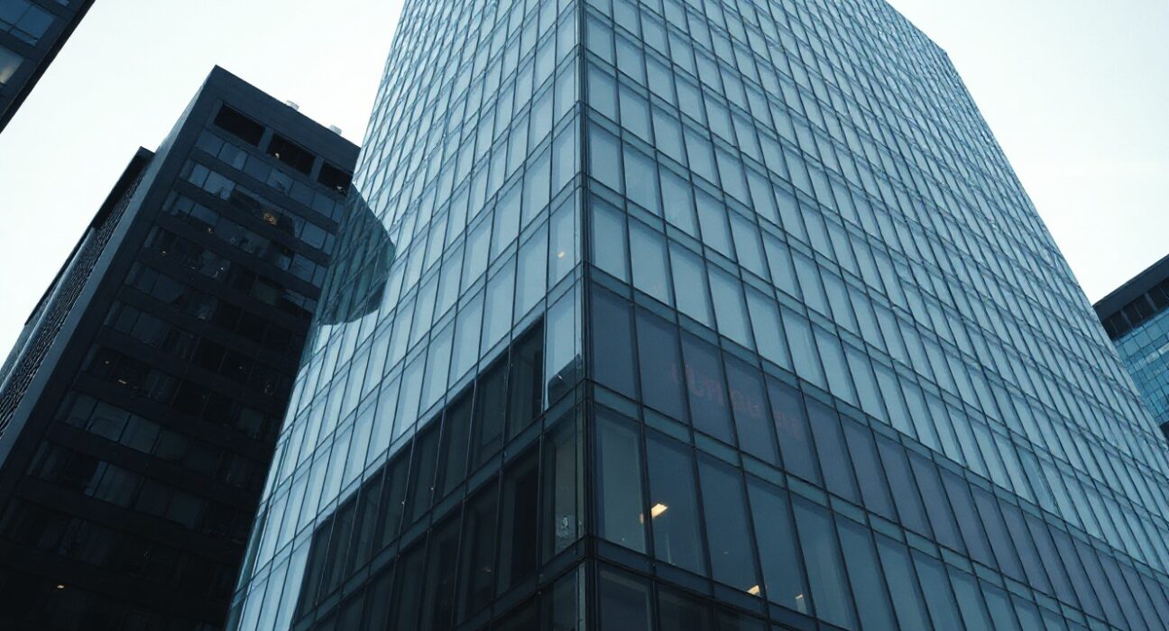 Exterior of a modern office building in Seoul, South Korea, representing Coinone exchange.