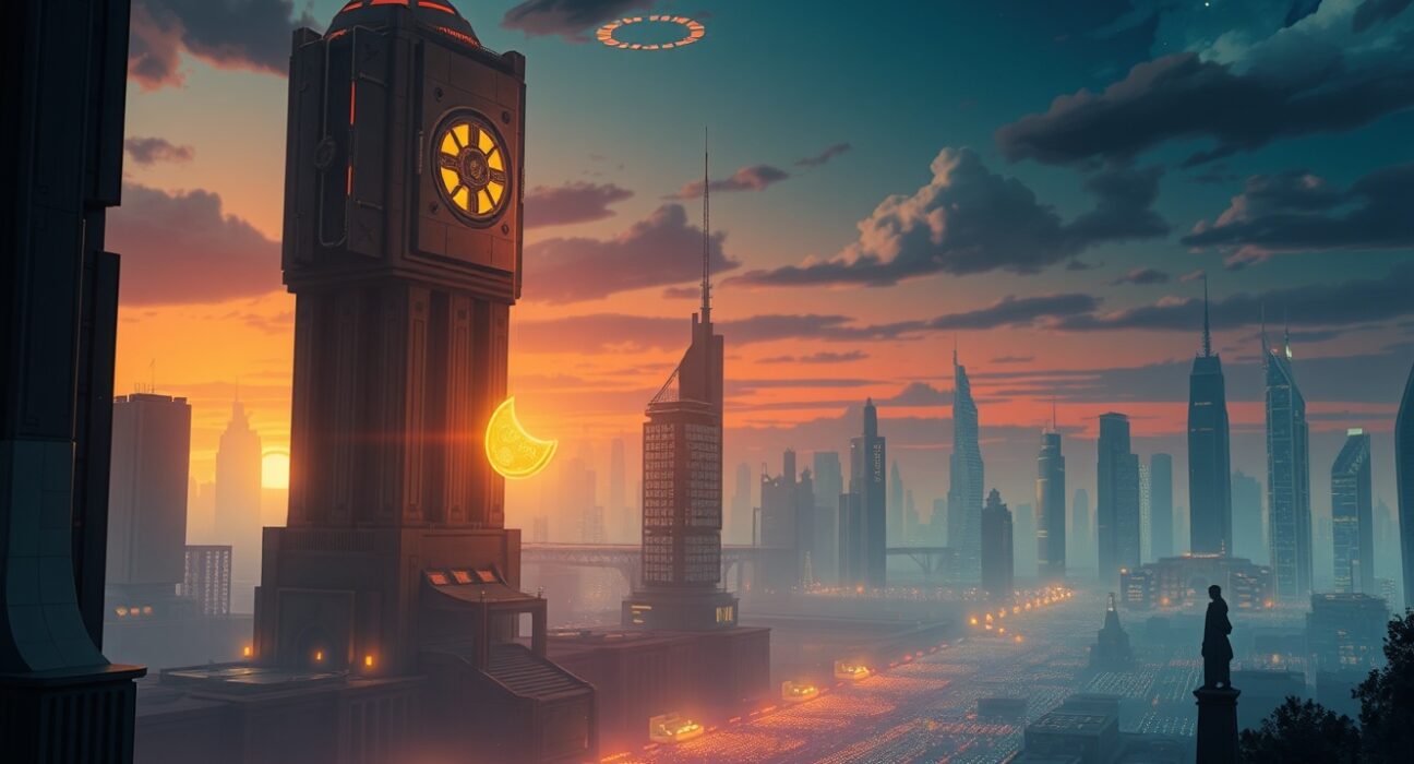 Conceptual Ghibli-style art representing the Coinone MASA delisting as a token falling from security.